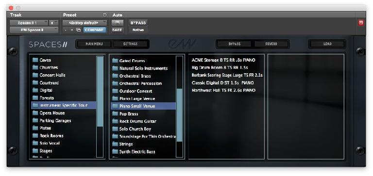 Some of  SPACES II’s Instrument-Specific presets