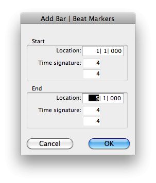 Entering the Start and end locations into the 'Identify Beat' dialog.