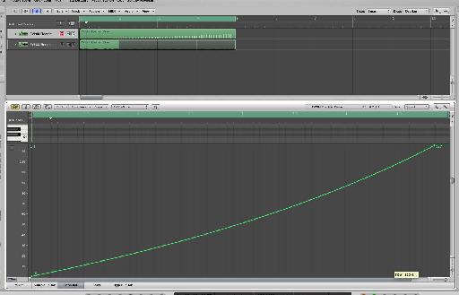 The mapped control is automated in an upward ramp in Logic