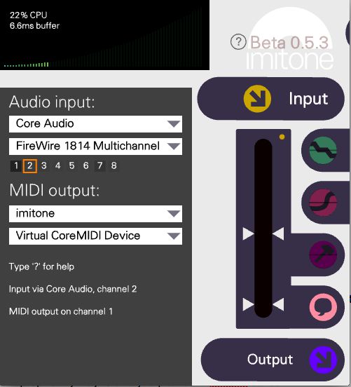 imitone Input/Output setup