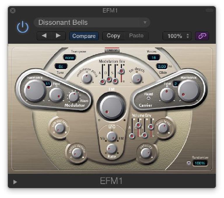 The EFM1 is a simple FM synth.
