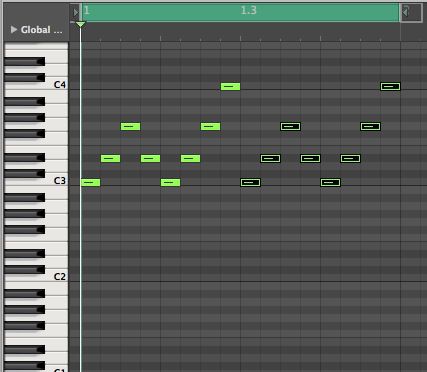 An arpeggiated pattern