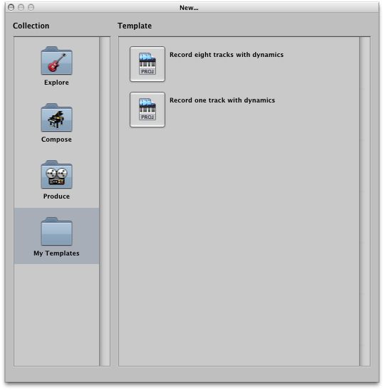 A template for recording with dynamics