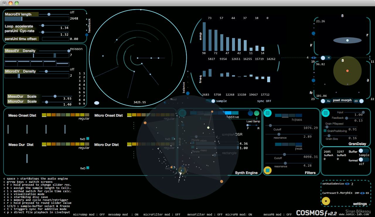 Cosmosƒ by sonicLAB, a software synthesiser built with openFrameworks