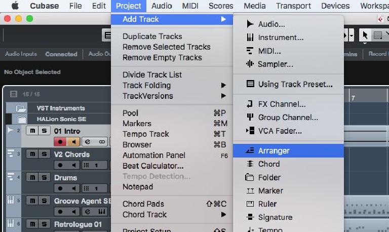 arranger track cubase