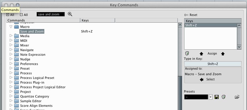 Finally the Key Command is added