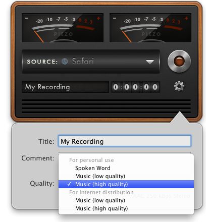 Choose preset file types and recording quality