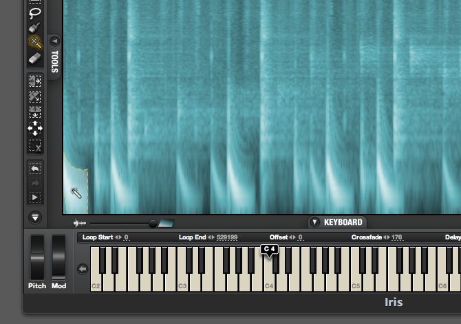 Using the Magic Wand tool to select frequencies
