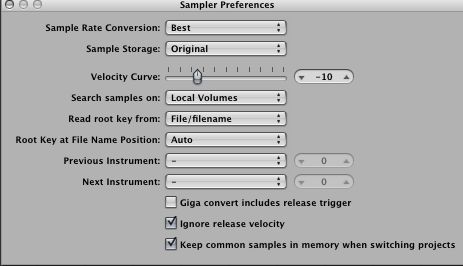 EXS24 preferences