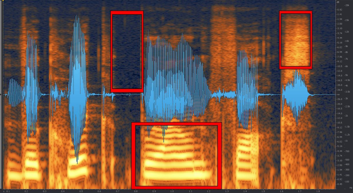 “The quick brown fox” as shown in the waveform/spectrogram window.