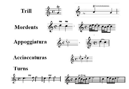 Figure 1 – Various Grace Notes (source: Wikipedia)