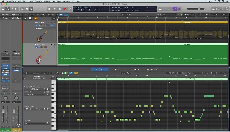 A new MIDI track converted from the Flex-Pitched audio track just above