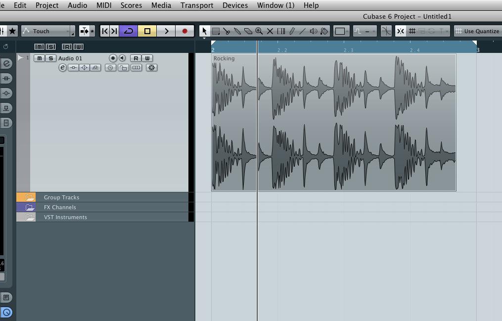 This drum loop needs to be stretched to bring it into line