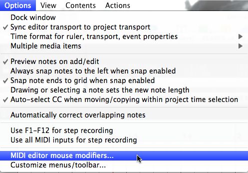 MIDI Editor Mouse modifiers