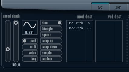 The slow moving LFO used to emulate analog style pitch drift