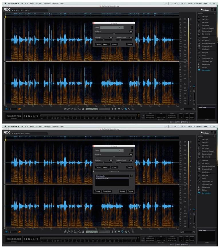 Fig 5 The De-Plosive module makes short work of those pesky p-pops (before (top) & after (bottom) processing).