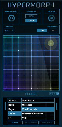 Gravity Mode: This allows the X Y morph parameter to float freely and somewhat randomly after reacting to your mouse movements.