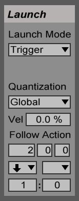 Cascading clip sequence follow action settings.