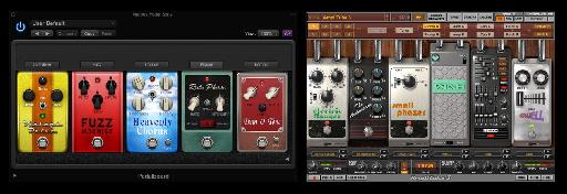 Some simulated guitar FX pedals.