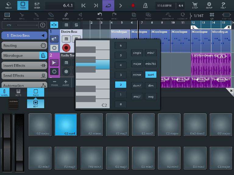 The keyboard and pad interfaces let you customise chords easily