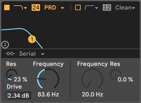 Modulation of a Wavetable’s Filter Frequency displays as a blue value exceeding the anchored Automation value.