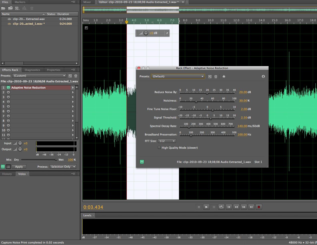Rendering the effects to the audio file