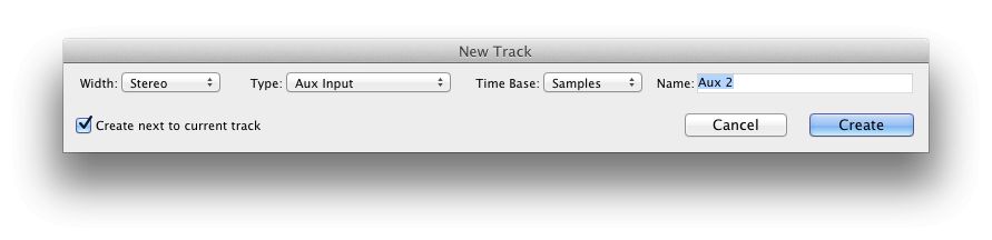 The 'New Track' dialog.
