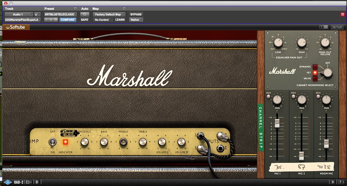 Marshall Plexi Super Lead 1959 Amp with channel strip.