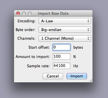 Audacity Import Settings