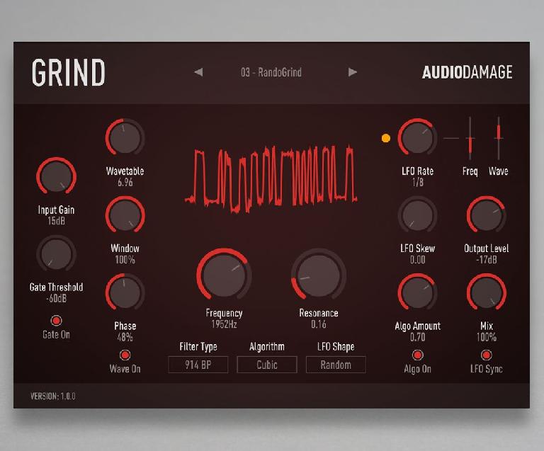 Audio Damage Grind interface.
