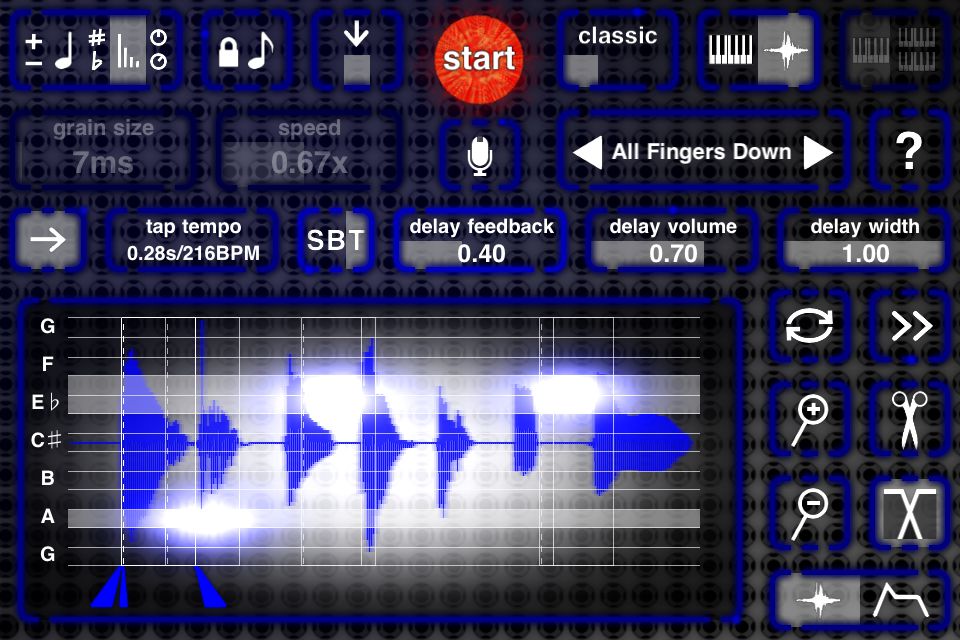 Another screen to manipulate and playback audio samples  in SampleWiz