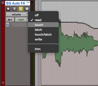 Fig 6 Pro Tools’ various Automation modes.