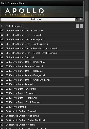 vir2 Apollo Cinematic Guitars: lots of high-quality instruments