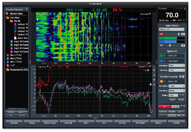 User interface for the Smaart Di v2 audio analysis software that comes standard with the Waves TRACT System Calibration + Smaart Di v2 bundle