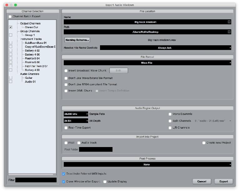 2. Choose export type