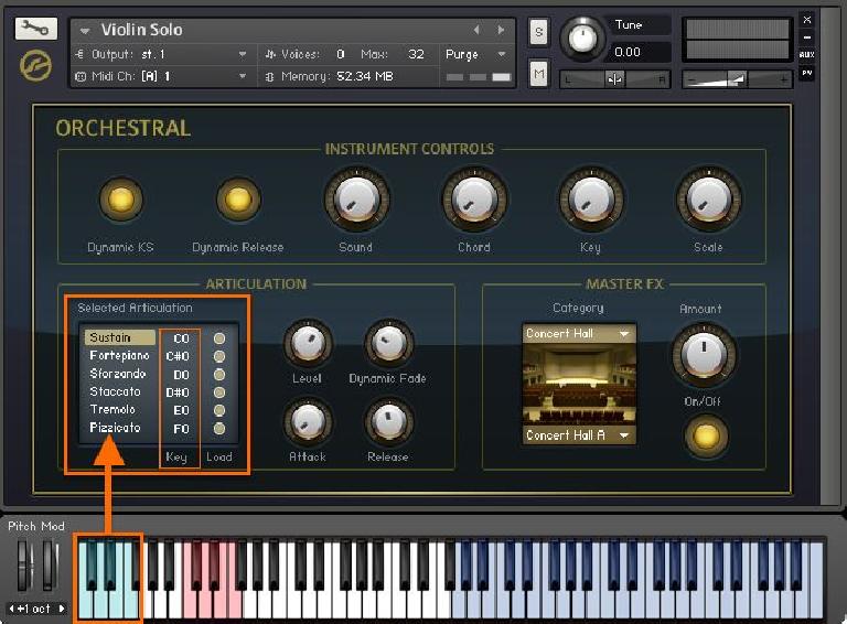 Fig 4 The lowest keys on an 88-note keyboard often function as switches for various performance Articulations