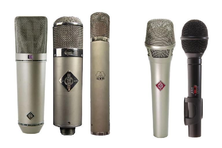 Fig 2 (L) Some (vintage) studio mics that would not be a wise choice for live recording on stage; (R) a couple of more suitable stage condensers