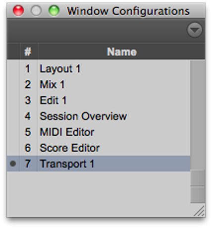 The Window Configuration List