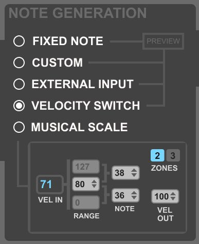 Velocity switch