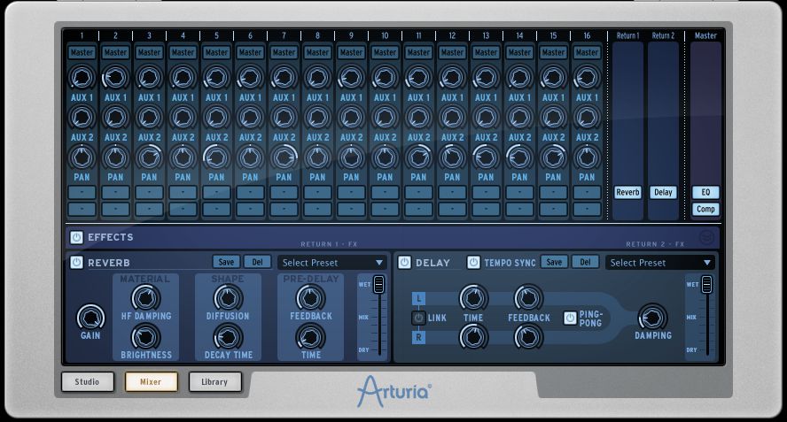 Effects can be accessed from the mixer section.