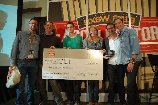 Roli receiving the SXSW 2013 Music Accelerator award.