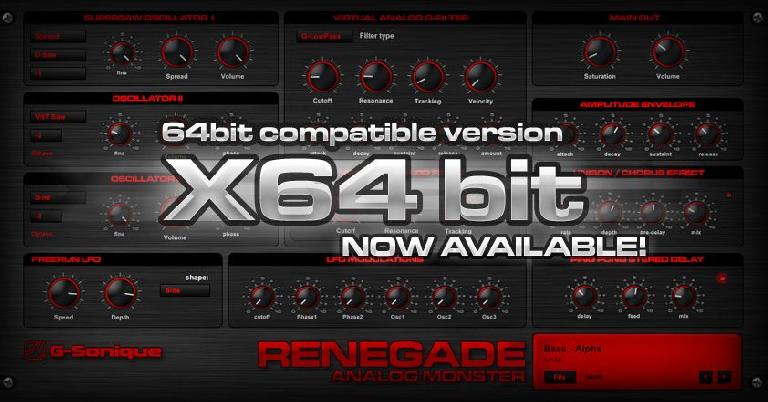 64 bit version of G-Sonique's Renegade now available.