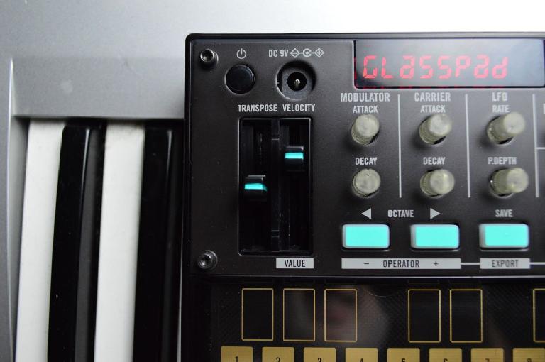 The expressive Transpose and Velocity sliders on the volca FM.