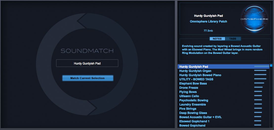 Figure 3 – SoundMatch in the Browser Section