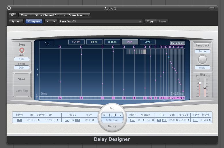 Logic Pro sports a high complex delay generator in the form of it's Delay Designer.