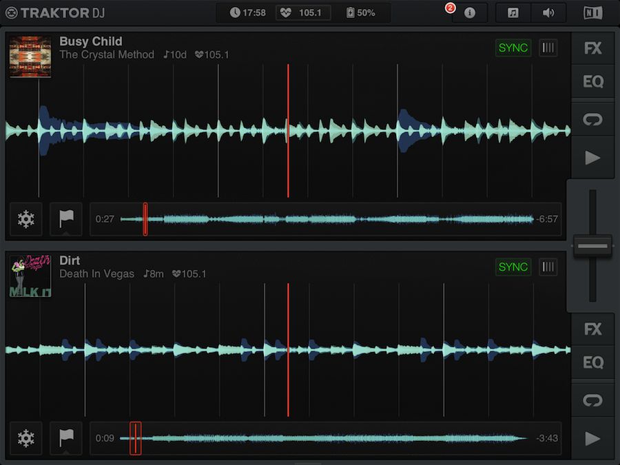 Traktor analyzes tracks when they are imported so by the time you load them, it knows all about their tempo and transients.
