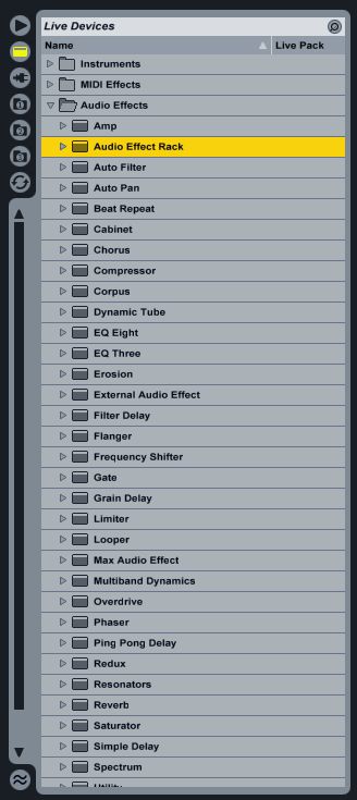 Pic 2: Browser > Live Devices > Audio Effects > Audio Effect Rack.