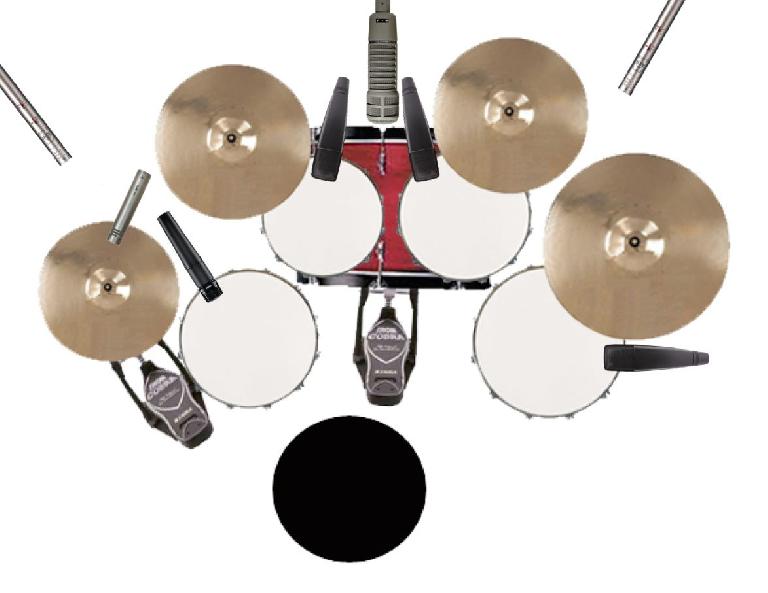 A diagram of a typical multi-miked drumkit