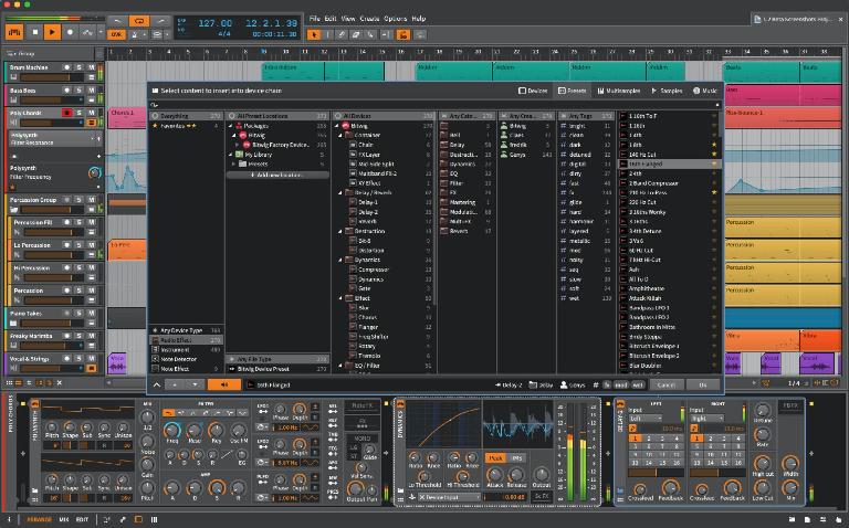 Bitwig 1.2 Pop-Up Browser