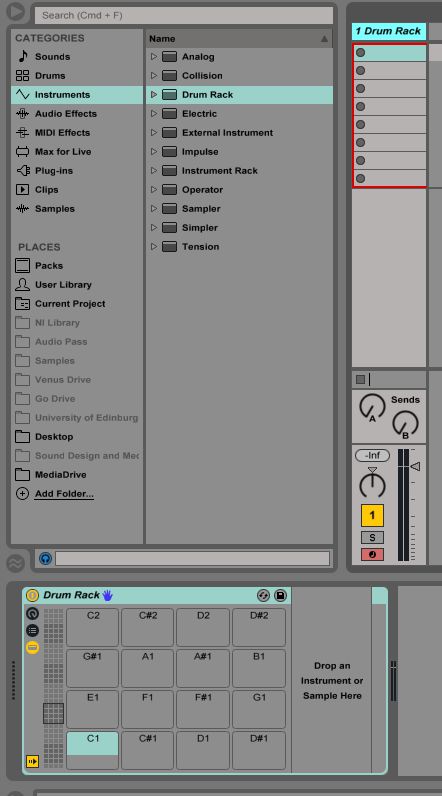 Selecting Drum Racks